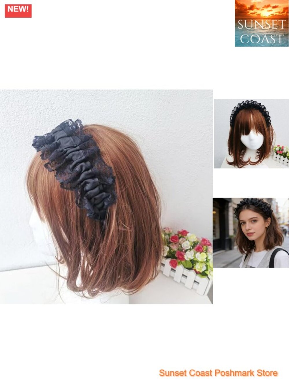 Wide Ruffled Lace Headband Elastic Gothic Lolita Hairband Cosplay Costume